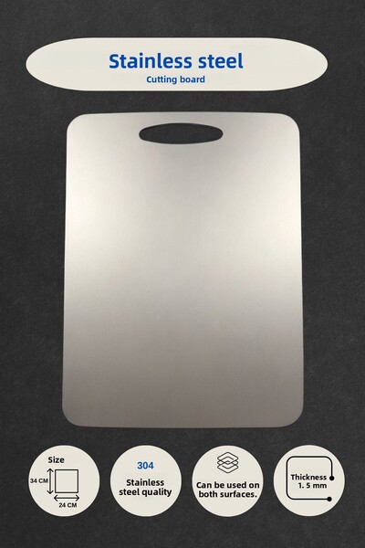 Genza (304) Quality |   Stainless Steel Cutting Board |   Antibacterial |   H...