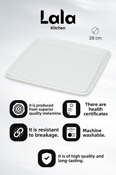 Lala Mutfak Gözde Square Serving Plate Set of 3 (26 cm - Stylish, Durable, Food and Presentation Plate)