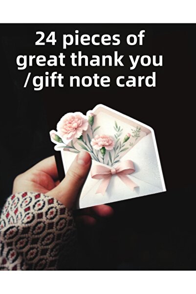 Hiras Dizayn 24 големи картички с карамфил за подаръци, благодарствени картич...