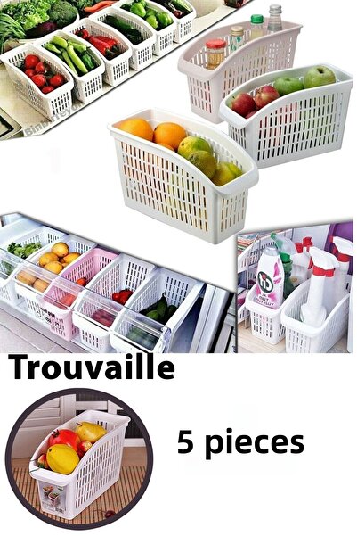 Trouvaille 5 قطعة منظم الثلاجة سلة فاكهة الخضار المطبخ الحمام تحت خزانة مضادة...