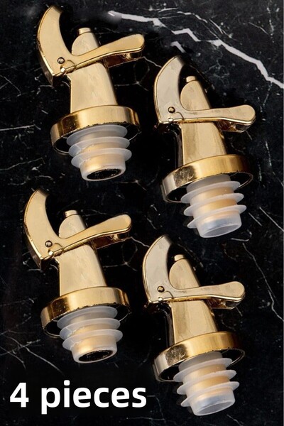 Tiesa Home 4 Pieces Gold Sippy Oil Cup Vinegar Bottle Tip Cap - Stopper