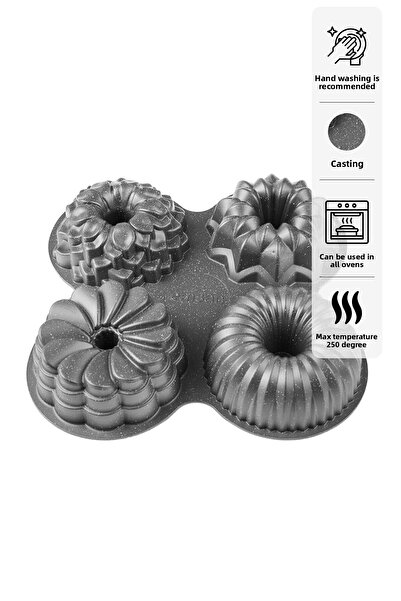 Emsan Griss Four In One 4-Piece Gray Cake Mold