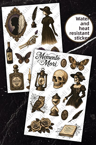 sanatıbedi 2 ورقة جمجمة عتيقة تحت عنوان القوطية - ملصق جدول أعمال الكمبيوتر ا...