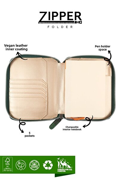 Victoria's Journals دفتر ملاحظات منظم بسحاب مقاس A6 مخطط