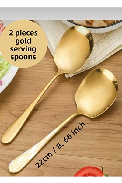 Hilamingo Home 2 Stainless Steel Gold Serving Spoons