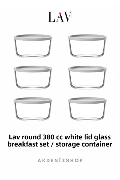 LAV Round Storage Container (380 Cc X 6 Pcs) with White Lid (Lv-Rnd-211)