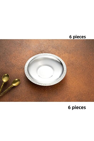 KT HOME Tea Plate 6* Stainless Steel Metal Shiny Tea Plate Damla Lokanta Cafe Restaraunt 430 0,40MM