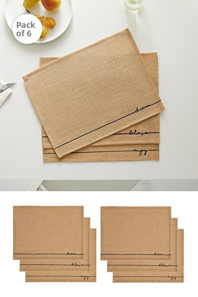 Ocean Home Textile 6 Pieces Jute Tableware Presentation Plate Coaster Supla American Service 45x35