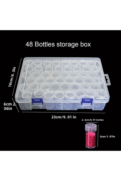 Choice صندوق تخزين بلاستيكي 48 شبكة، قطعة واحدة، 24/38/48/60/80 فتحة، خرز لوح...