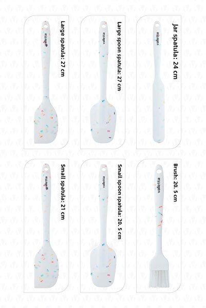 valletta Drongo 6-Piece Spatula Set with White Colored Dots