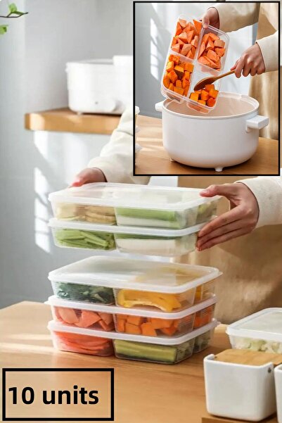 Bayev Large 10 Pieces Frozen 4-Compartment Food Dispenser Meat and Vegetable Storage Container - Rosehead Meat Grinder Organizer