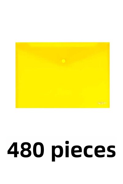 Noki 480 قطعة من ظرف ملف A4 الشفاف مع مشبك تثبيت أصفر