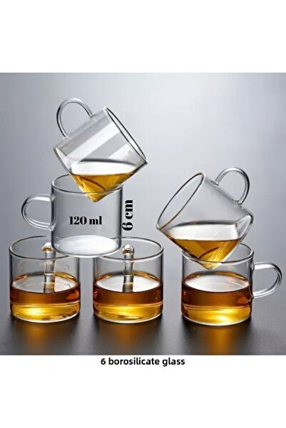 Grossberg Coffee 6 قطع من أكواب القهوة التركية المصنوعة من البوروسيليكات المق...