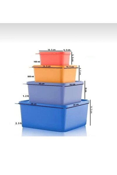 Tupperware طقم تخزين مربع 4 قطع
