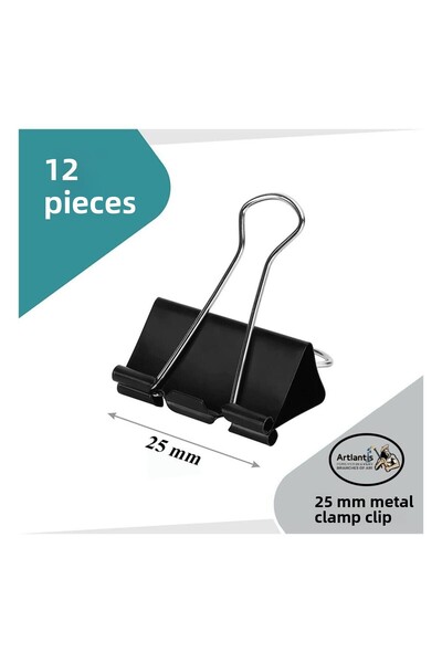 Artlantis Cleme din oțel 25 mm 12 bucăți 1 pachet Cleme metalice pentru legar...