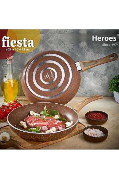 Kahramanlar فييستا مقلاة جرانيت حديد زهر مقاس 24 سم لون بني