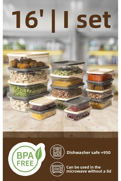 Nesto Home Set of 16 Multi-Purpose Storage Containers Freezer and Microwave Compatible Easy Box 4X1220 4X750 4X430 4X225 ml