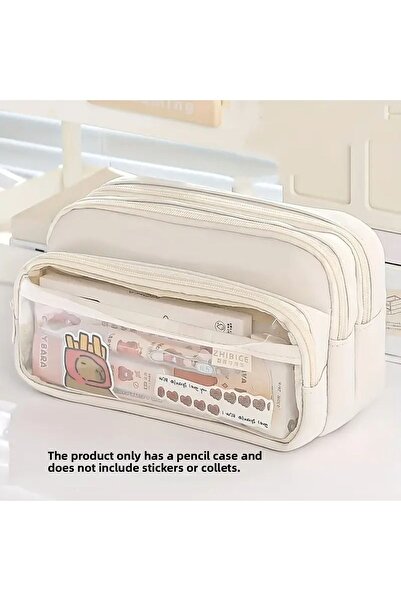 GlassySKY Large Capacity Pencil Case Pen Holder School Supplies Cosmetic Organizer