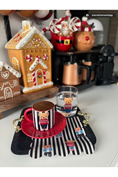 DECO Striped Floor Teddy Bear Patterned Digital Printed Cocktail Napkin 15 X ...