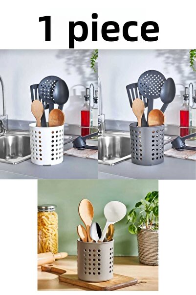 Vi Caro 1Pc Cylinder Cutlery Countertop Serving Stand Upright Cutlery Organizer Hard Plastic Material