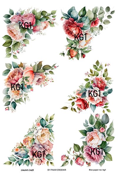 LİNEART Brass Decopage Rose Series Kg1 - 30*42 cm