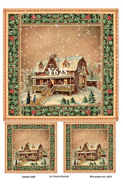 LİNEART ورق ديكوباج نحاسي بنمط عيد الميلاد الخطي رقم: Y625 - 29x42 سم