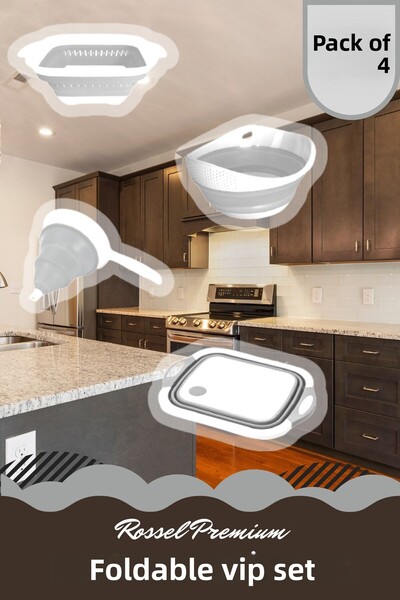 Rossel Premium طقم مطبخ Vip أكورديون قابل للطي مكون من 4 قطع - مصفاة - مصفاة ...