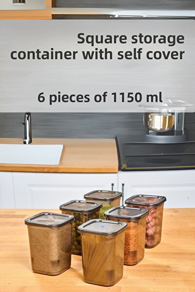 SUPERPUP طقم تخزين بهارات فريزر أنثراسايت سعة 1.15 لترًا مكون من 6 قطع