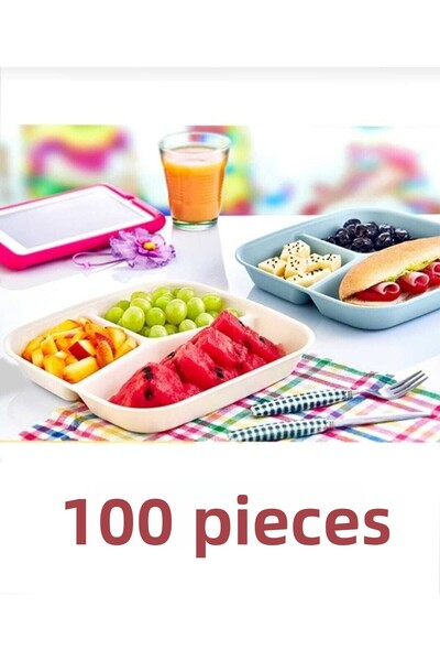 ÖZCAN TİCARET PAZARLAMA طبق للوجبات الخفيفة والإفطار مكون من 3 أقسام 100 قطعة
