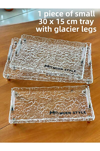 ARVALE نموذج أكريليك مزخرف بقاعدة زجاجية مكسورة من الكريستال الشفاف |   حجم صغير - 30 × 15 سم