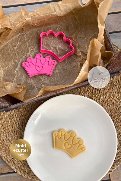 Lena Gift Store قالب حلوى كوكي بتصميم تاج الأميرة ومشكل العجين