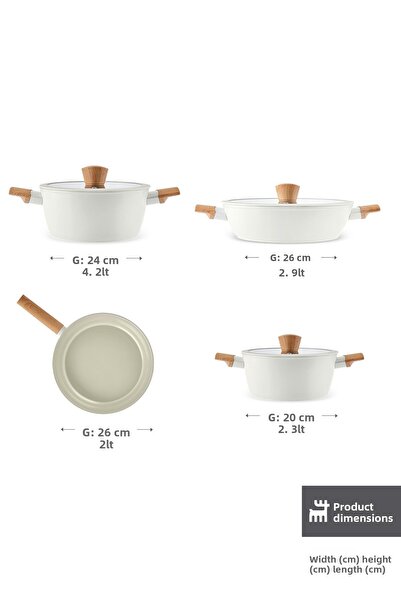 Karaca X Refika Swiss Crystal Creamy Wood 7 Piece Pot and Pan Set