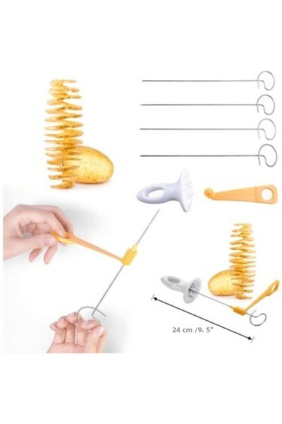 alpanya Super Chopper Slicer, Practical Spiral Potato Slicer Set on a Stick with 4 Skewers as a Gift