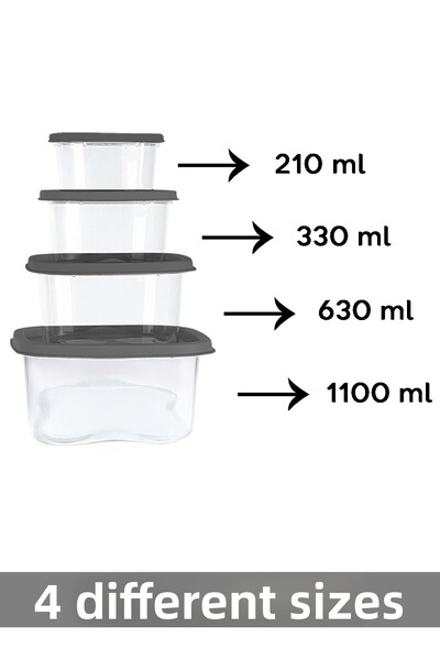 Meleni Home مجموعة من 16 حاوية تخزين طعام مربعة من أنثراسايت - مناسبة للتجميد العميق في الميكروويف