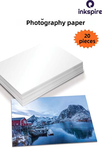 inkspire A4 200 Gr Pachet 20 Hârtie pentru imprimare foto - Hârtie foto cu ce...
