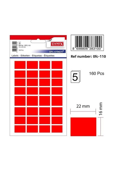 Tanex Etichetă de birou Ofc-110 roșu 16X22 mm