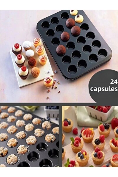 Multiamo 24 and 12 Pieces High Quality Muffin Cupcake Capsule Pie Tray - Fireproof and Non-Stick