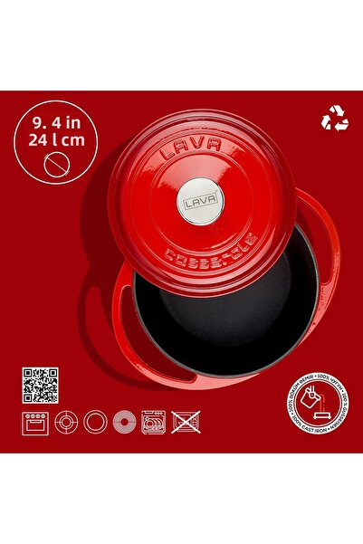 Lava Cast Round Pot Cast Iron Lid Heritage Series Diameter(Ø)24cm