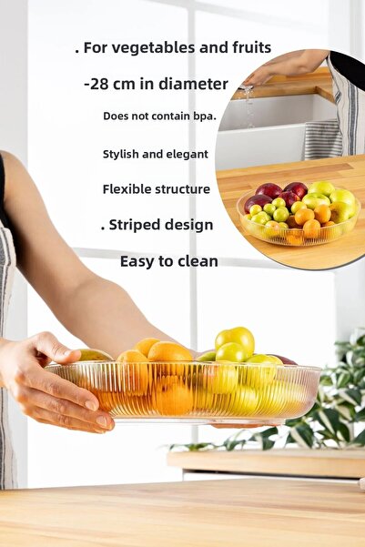 Heredot Mithra Life Transparent Flexible Unbreakable Plastic Fruit Vegetable Salad Presentation Wide Bowl Mit1224