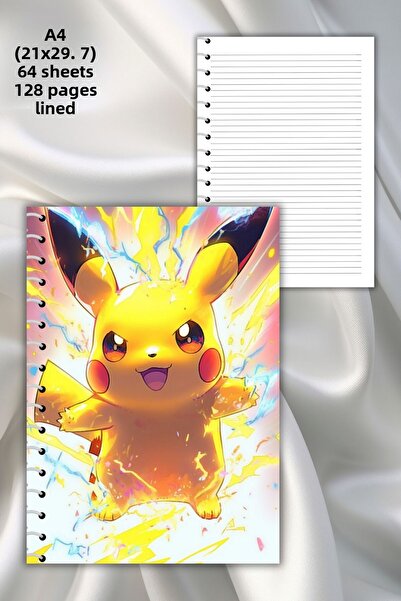 daily notebook كتاب مدرسي بوكيمون مخطط - حلزوني، 64 صفحة، مقاس A4