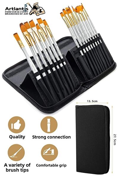 Artlantis Professional Painting Brush Set 1 Pack of 15 Synthetic Quality Pain...
