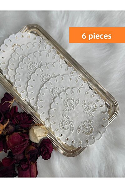 QBR Home Set of 6 Hole Work Embroidered Cocktail Presentation Napkins (6 Pcs)