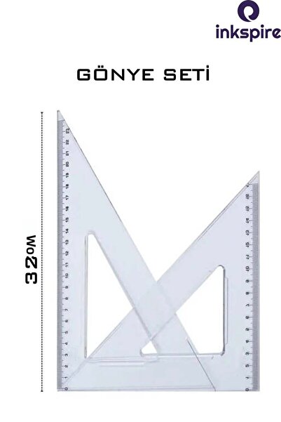 inkspire Economical 2-Piece Miter Set - 32 Cm, 45-60 Degree, Student Technical Drawing Miter Set 45-45-90 30-60-90