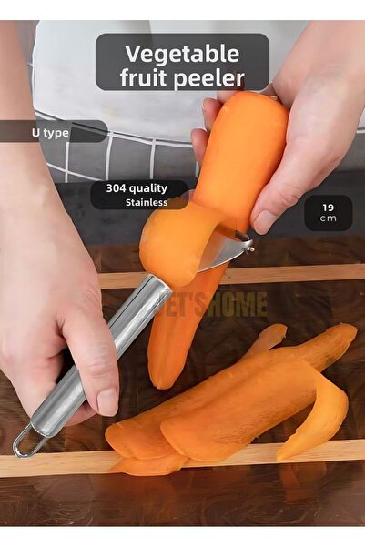 Jet's Home مقشرة خضار ستانلس ستيل مقشرة فواكه نوع U مقشرة فولاذية 19 سم