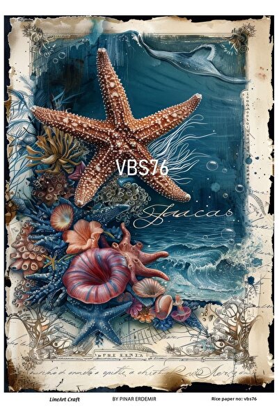 LİNEART ورق تزيين نحاسي بنمط نجمة البحر والمرجان باللون الأزرق الداكن من سلسل...