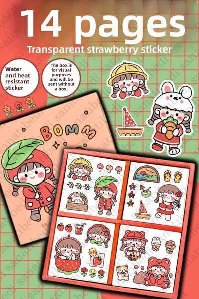 sanatıbedi Set de 14 foi de autocolante transparente cu căpșuni drăguț rezist...