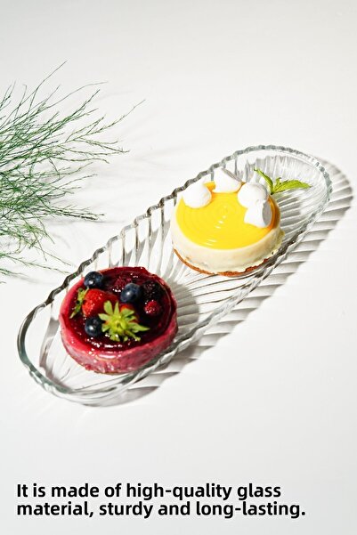 Vienev Set of 2 Large Presenter Glass Boat Plates