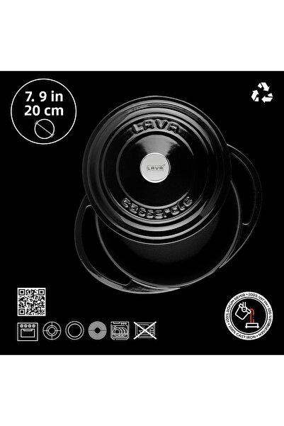 Lava Cast Round Pot Cast Iron Lid Heritage Series Diameter(Ø)20cm