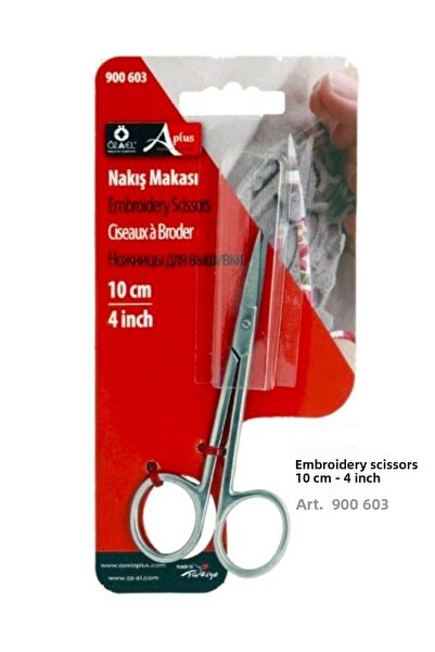 ÖZ-EL AŞ Steel Embroidered Curved End Stainless Scissors - Multi-Purpose, 10 cm 4 Inch 900 603