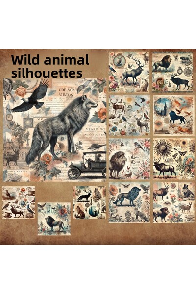 Pink Swan Craft مجموعة ملصقات كلاسيكية مكونة من 12 صورة ظلية للحيوانات البرية...